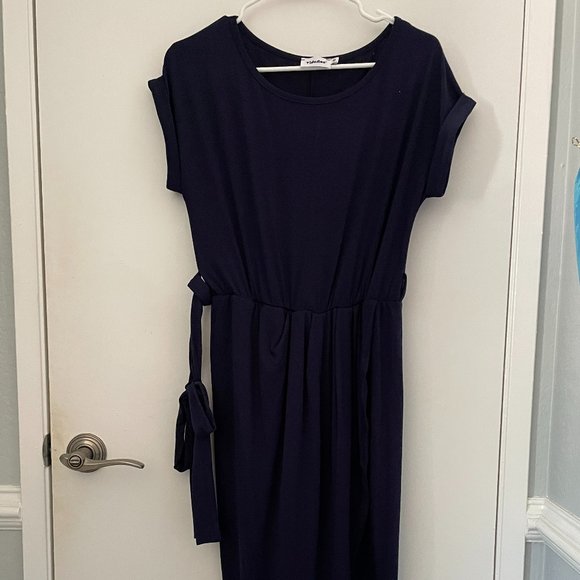 Amazon Women's Casual Short Sleeve Slit Solid Party Summer Long Maxi Dress - Picture 4 of 5